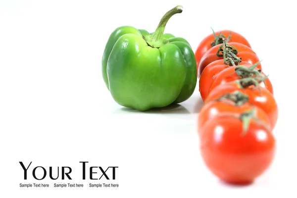 Yeşil biber ve domates — Stok fotoğraf