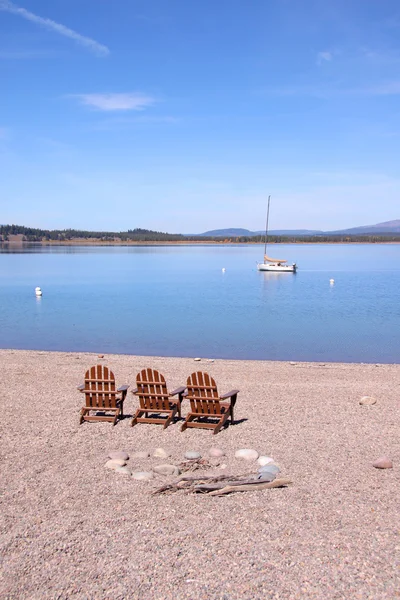 stock image Relaxing chairs at Jackson lake