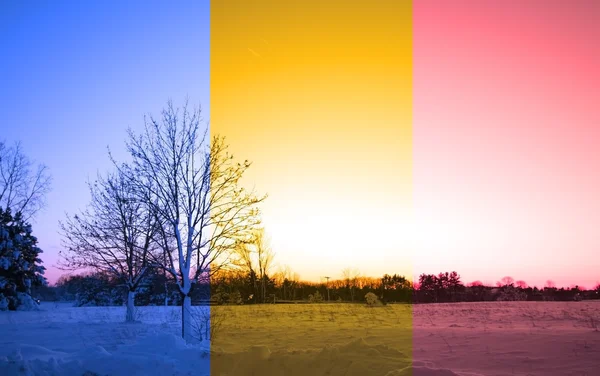 Tři barevné krajina — Stock fotografie