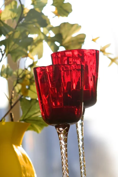 Rode wijn glazen — Stockfoto