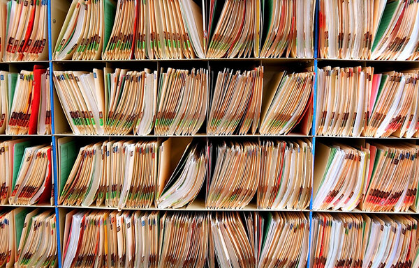 Medical record files in the shelf