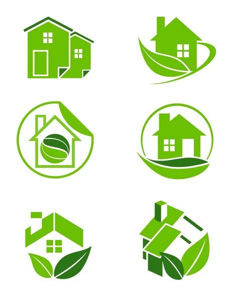 Ícones de casa verde — Fotografia de Stock
