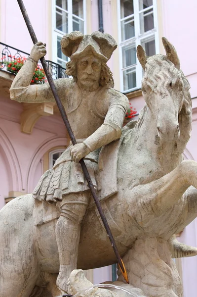 Saint George riding his horse — Stock Photo, Image