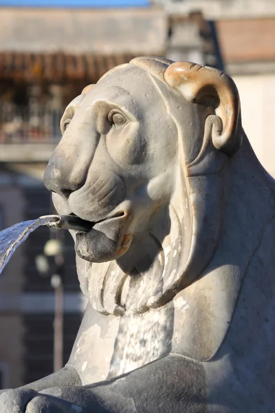 Lion statue spitting water — Stock Photo, Image