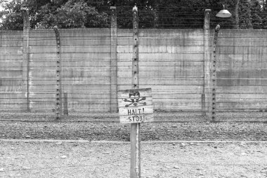 Warning sign at Auschwitz clipart