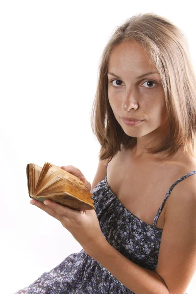 Frau mit Buch — Stockfoto