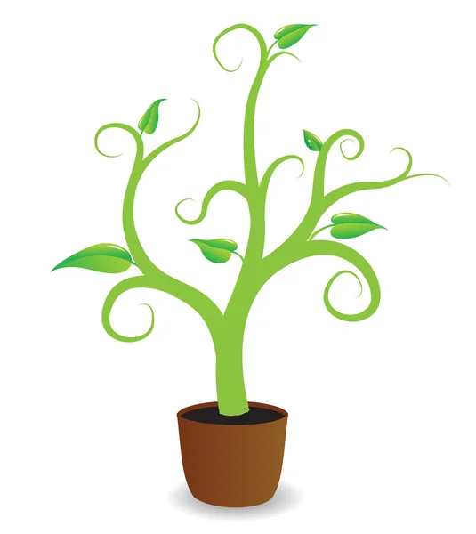 A potted plant beginning to grow. — Stock Vector