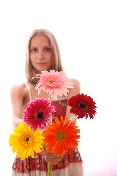 Çiçek, izole kadın — Stok fotoğraf