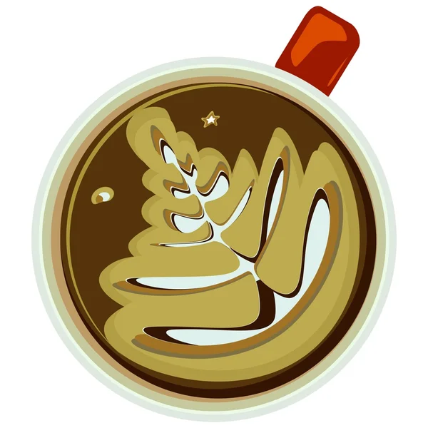Julgran, ritning på latte — Stock vektor