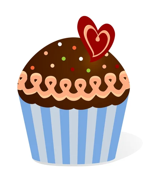 Schokoladen-Cupcake mit Herz — Stockvektor