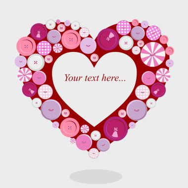 Buttons heart postcard for Valentine's day clipart