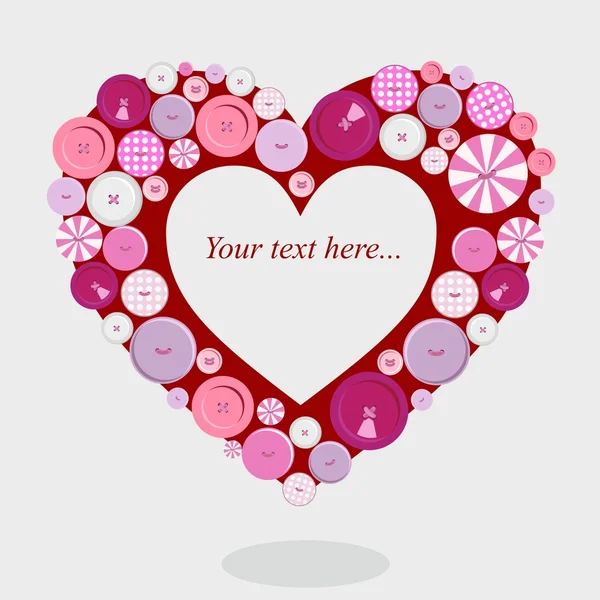 Buttons Herzpostkarte zum Valentinstag — Stockvektor