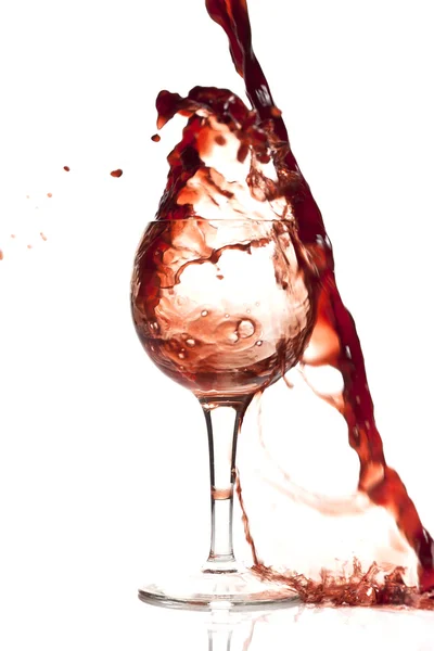 Splash by red wine pouring down — Stock Photo, Image