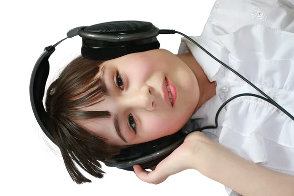 Little Girl Wearing Headphones — Stock Photo, Image