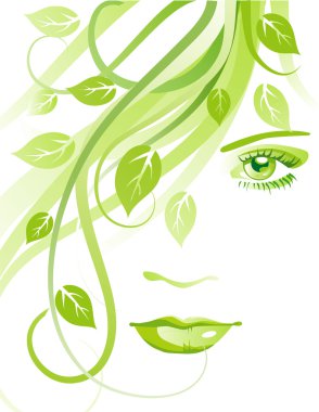 Girl with leaves clipart