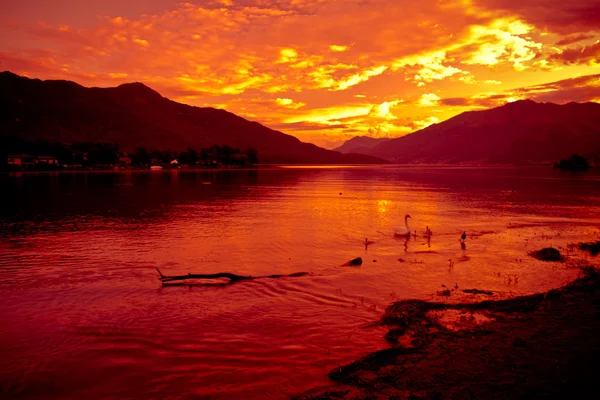 Solnedgång vid Comosjön — Stockfoto