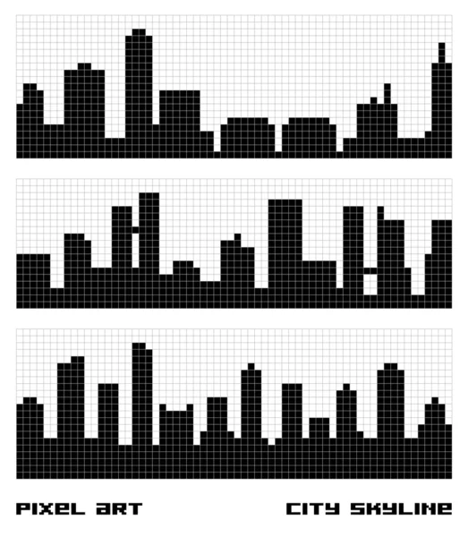 Pixel Art Ville Skyline — Image vectorielle