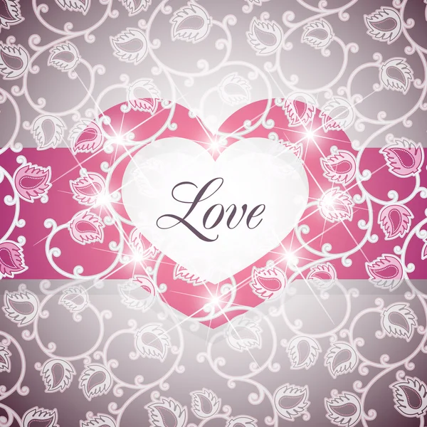 Love Heart Floral Background Vector Illustration — Stock Vector