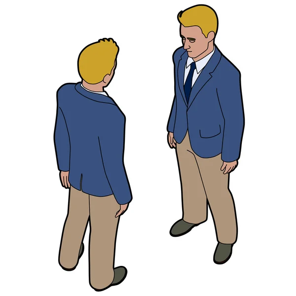 Isometrisch man voor- en achterkant pose — Stockvector
