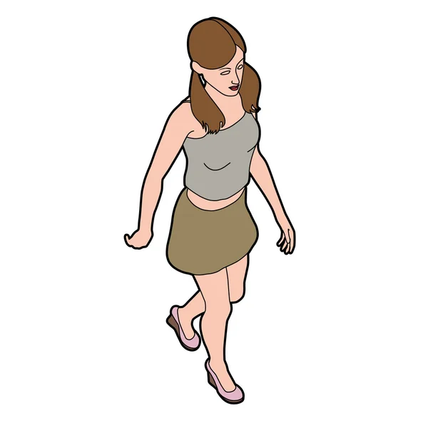 Isometrisk kvinnan promenader — Stock vektor