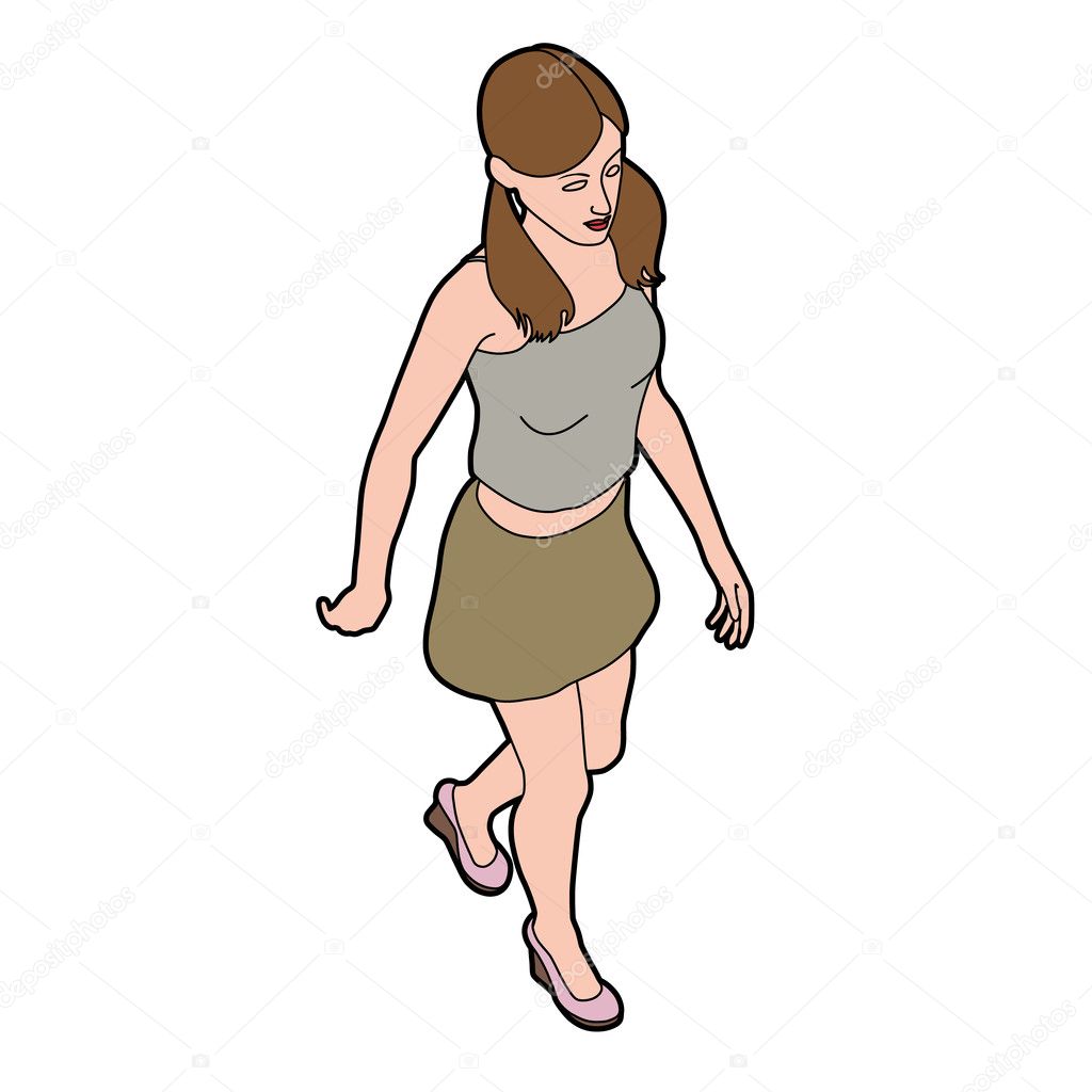 isometric woman walking