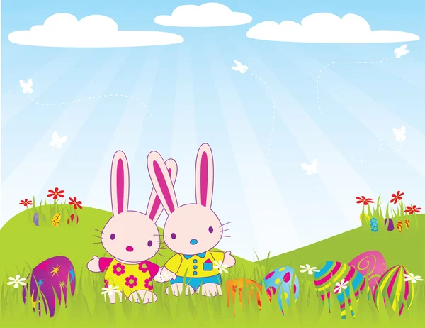 Easter_bunnies_morning — 图库矢量图片