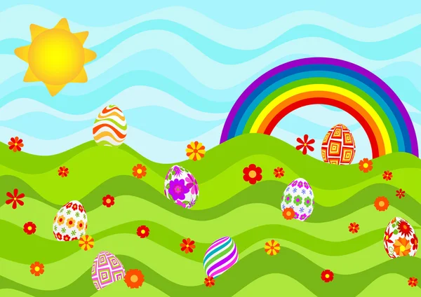 Easter _ eggs _ on _ a _ sunny _ day — Archivo Imágenes Vectoriales