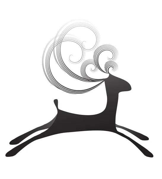 Deer curly jumping gradient — Stock Vector