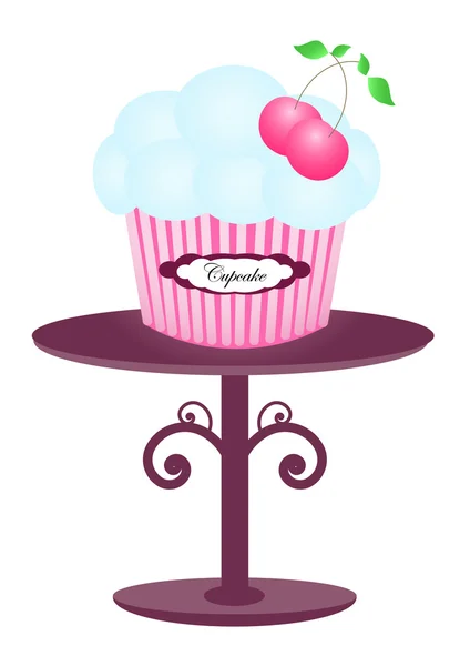 Cupcake blue on the stand — Stock Vector