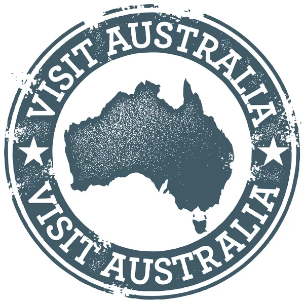 Vintage Visit Australia Stamp — Stock Vector