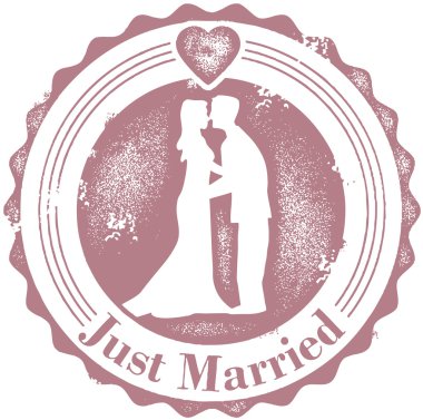 Vintage Just Married Wedding Stamp clipart