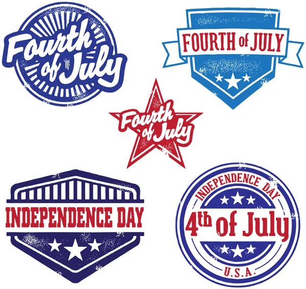 Dört Temmuz Bağımsızlık günü pullar — Stok Vektör