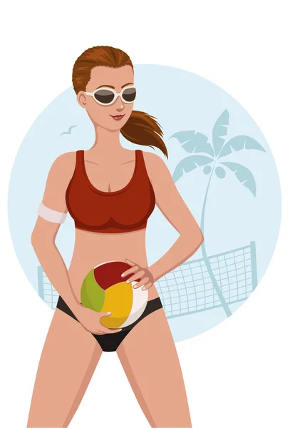 Beach volley ragazza — Vettoriale Stock