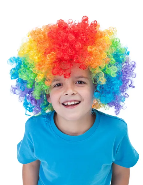 Happy clown boy - isolated portrait — Stock Photo, Image