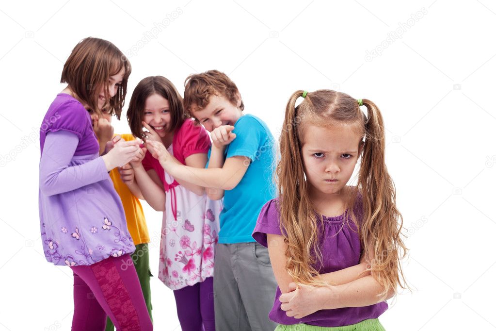 Group of kids bullying their colleague