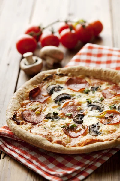 意大利辣香肠披萨 — 图库照片