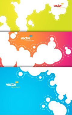 Set of gift cards with bubbles signs. clipart