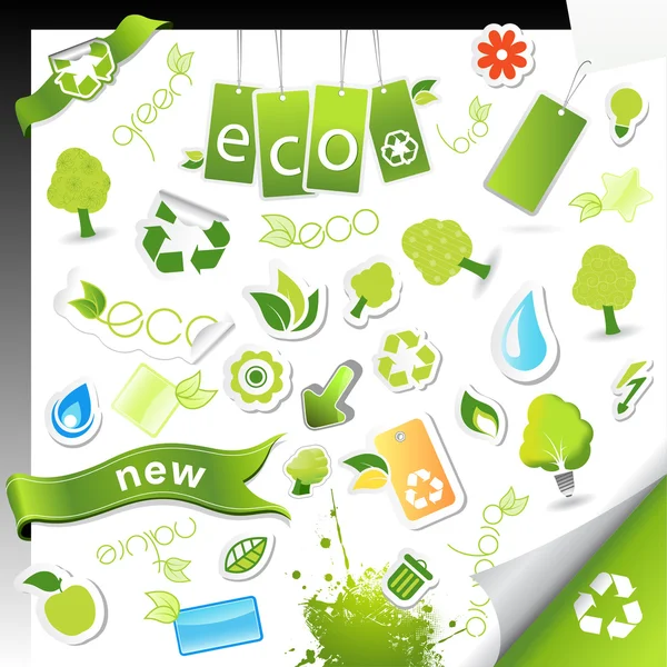 Zestaw symboli ekologia, bio i zdrowia. — Wektor stockowy