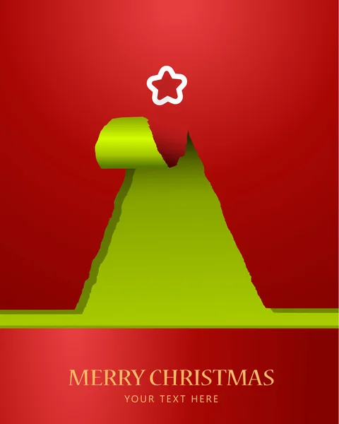 Albero di Natale di carta strappata con stella in cima — Vettoriale Stock