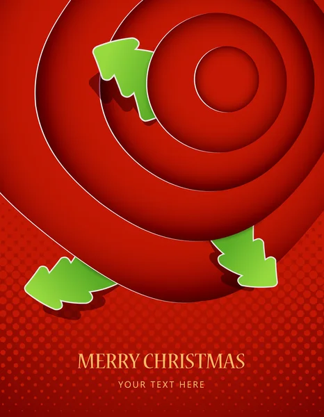 Cercles rouges avec insignes d'arbre de Noël — Image vectorielle