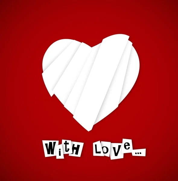 Coeur de Saint-Valentin à partir de découpes de papier et avec du texte sous . — Image vectorielle
