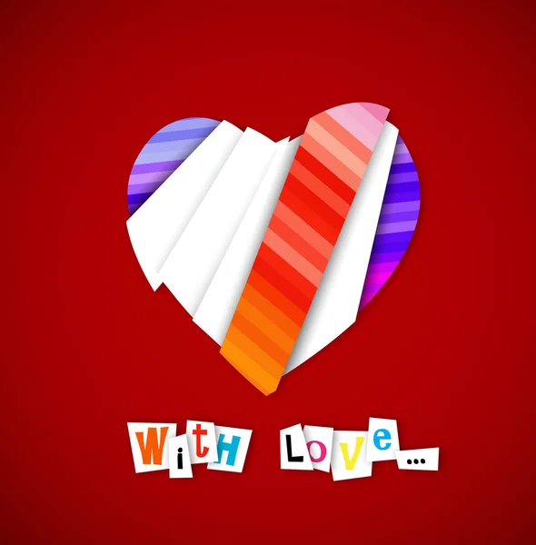 Coeur de Saint-Valentin à partir de découpes de papier et avec du texte sous . — Image vectorielle