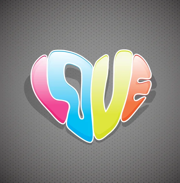 Signe d'amour coloré dessiné à la main . — Image vectorielle