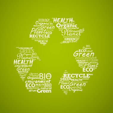 Recycle symbol created from words. clipart