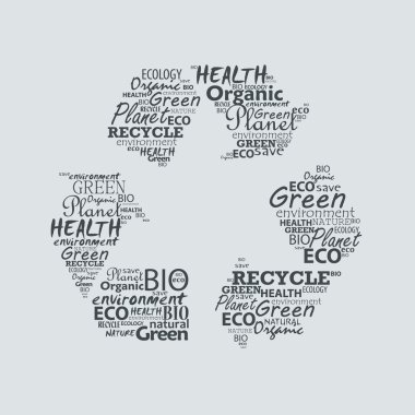 Recycle symbol created from words. clipart
