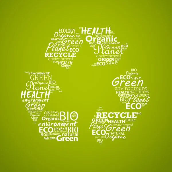Σύμβολο ανακύκλωσης που δημιουργήθηκε από λέξεις. — Διανυσματικό Αρχείο