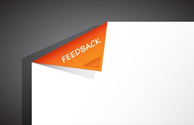 Folded paper in the corner with feedback text. clipart