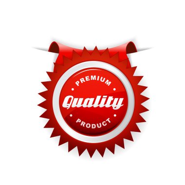 Red label with quality sign. clipart