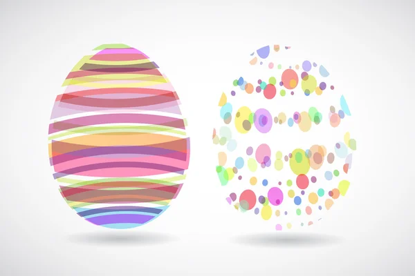 Ovos de Páscoa criados a partir de listras coloridas e pontos . — Vetor de Stock