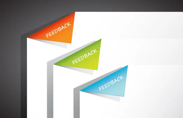 Carta piegata nell'angolo con testo di feedback . — Vettoriale Stock